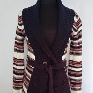 Double Breasted Multi-Colored Jacket with Belt